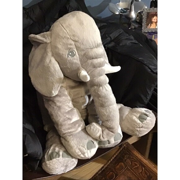 IKEA Large Plush Elephant ~19"x19" DISCONTINUED Grey Soft Toy - Picture 1 of 10